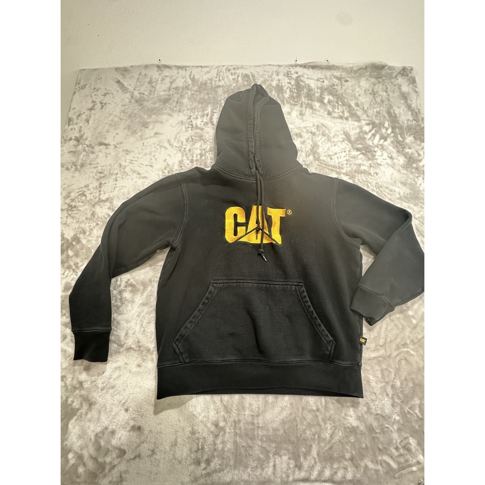 Caterpillar‎ CAT Pullover Hoodie Men's Size Large Black Long Sleeve Embroidered